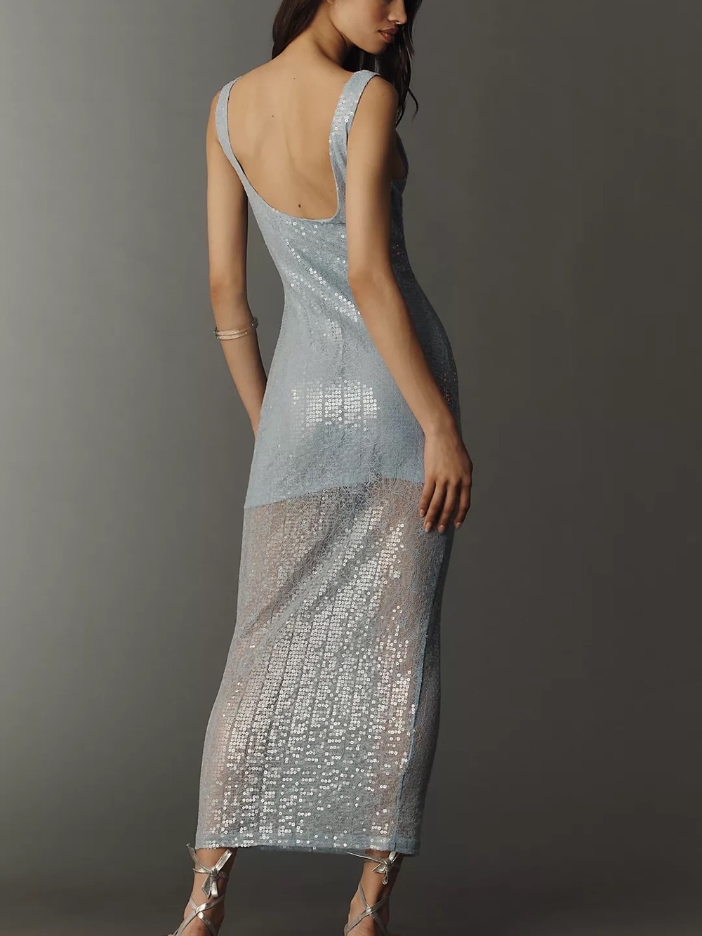 Caroline Constas Pale Blue Lace & Sequin Maxi Dress - Picture 2 of 5
